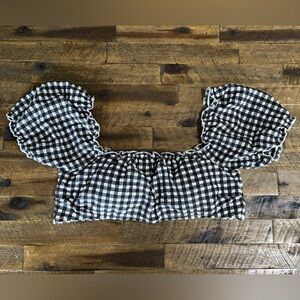 NWT Aerie Gingham Puff Sleeve Bikini Top XL (as seen on Brooke Shields)
